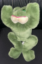 Vintage Russ Berrie Fribbit Frog Plush Stuffed Animal Croaker 15" x 8" Green