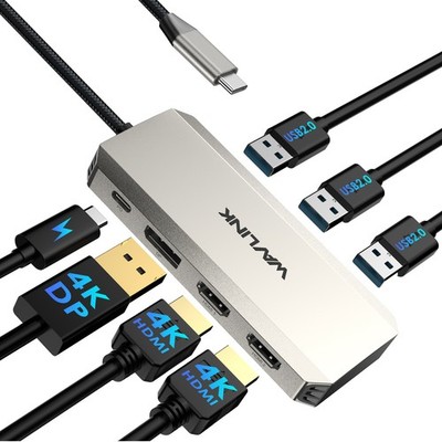 WAVLINK Laptop Docking Station 7-in-1 USB-C Hub 4K Triple Monitor 95W PD HDMI DP
