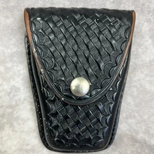 Dutyman Leather Handcuff Case Black Basket Weave 9121U Black