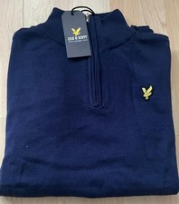 Lyle & Scott Men's Navy Blue 1/4 Zip Long Sleeve Size L