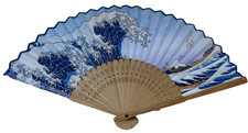 GREAT WAVE OFF KANAGAWA BY HOKUSAI JAPANESE BAMBOO PAPER FOLDING HAND FAN