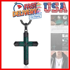 Cross Necklace for Men Turquoise/Malachite Cross Necklace with Adjustable Box...