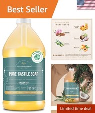 64 Fl Oz Unscented Organic Castile Soap - Gentle Multi-Purpose Cleanser