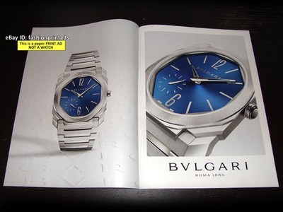 BVLGARI Watches 2-Page PRINT AD Fall 2024 Octo Finissimo Extra Thin Blue