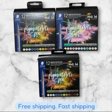 FOR 3 STAEDTLER Pigment Arts Brush Pen Nature Colours Pack of Office Product NEW