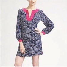 A23 Lilly Pulitzer Silk Seashell Scallop Print Navy Pink Tunic Mini Dress