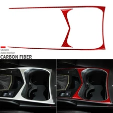 Red Carbon Fiber Console Water Cup Holder Panel Cover For Cadillac SRX 2010-2016
