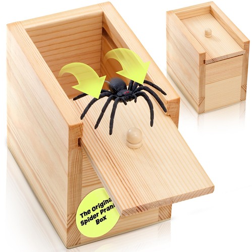 The Original Spider Prank Box- Funny Wooden Box Toy Spider Prank, Hilarious A...