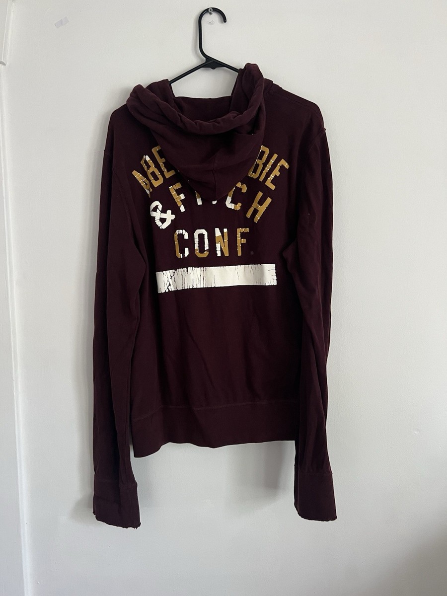 Abercrombie & Fitch Womens Full Zip Hoodie Size XL Burgundy Red
