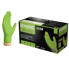 Gloveworks 8 mil Disposable HD Nitrile Gloves, Pack of 100, XLarge, Green