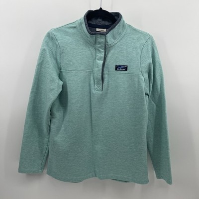 L.L.Bean Women s Cotton Pullover 1/4 Hidden Button Seafoam Green Size S Reg