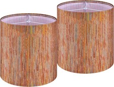 GO SO 10" Small Tall Stripe Drum Lamp Shades Multicolor Red - Set of 2