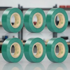 Green Electrical Tape 0.7in x 33ft 6-Pack for Insulation