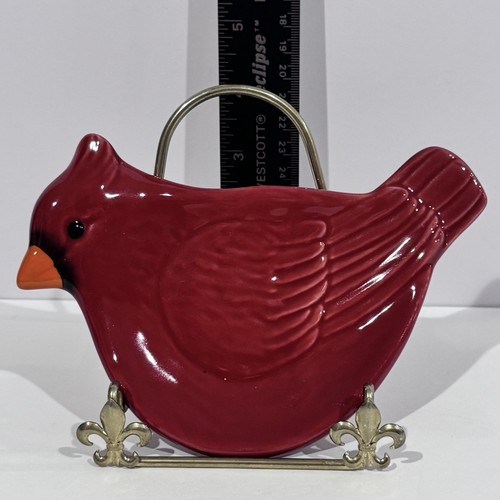 New St Nicholas Square Cardinal Spoon Rest Kitchen Birds Cardinals Red Glass
