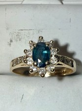 ESTATE Solid 14K Gold Oval-Cut Natural Sapphi...