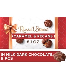 Russell Stover Pecan Delights Milk Chocolate Candy Gift Box 8.1 oz 9 Pieces