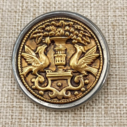 Viktorianischer Messing Knopf Vögel Urne Motiv Stahlrand ~31 mm Schaft Antik Bild - Bild 5 von 8