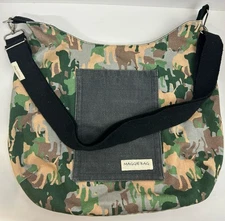Maggie Bag Dog Print Pit Bull Canvas Camo Crossbody Tote Bag Hobo Style Purse