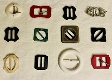 Mixed Lot of 12 Vintage Belt Buckles Early Plastic Variety Different Decades