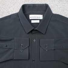 Mizzen Main Shirt Mens XL Black Checkered Standard Fit Stretch Long Sleeve