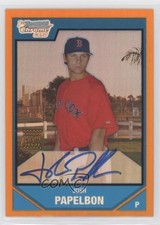 2007 Bowman Chrome Prospects Orange Refractor 25/25 Josh Papelbon Auto uk2