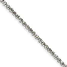 2.5mm Sterling Silver Solid Rope Chain Necklace