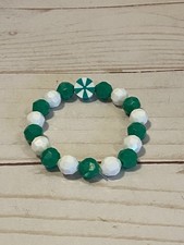 Christmas Beaded Bracelet Girls Kids Handmade Holiday Jewelry Green