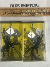 LOT OF 2 HM CUSTOM LURES Quazkiller #03 Downdraft Black Blue Buzz Baits NIPS