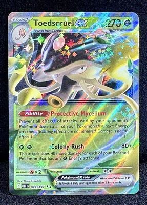  Toedscruel ex 022/197 Obsidian Flames  Double Rare  TRUE Pokemon Treasure! B
