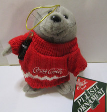 Coca-Cola Plush Ornament 1999 - Seal in Sweater - NWT