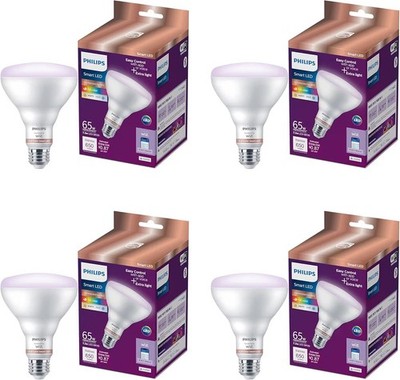 Lot of 4 Philips Smart Wi-Fi LED WiZ Bulb 65W Full Color BR30 Dimmable - Working