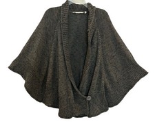 SOFT SURROUNDINGS Chiang Mai Knit Sweater Poncho Size S M Green Marled Casual