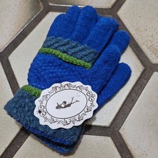 NWT Adorable Eclectic Classic Kidcore Cozy Blue and Green Knit Gloves