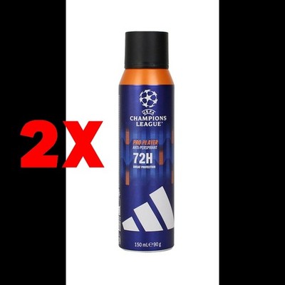 2 X ADIDAS DEODORANT SPRAY 72H UEFA PRO PLAYER 150 ML