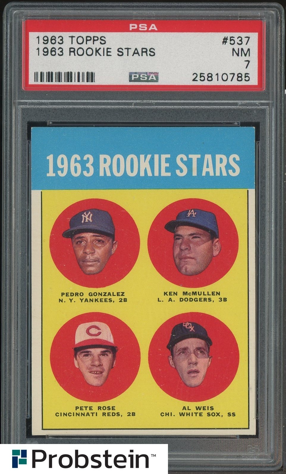 1963 Topps #537 Rookie Stars w/ Pete Rose Cincinnati Reds RC Rookie PSA 7 NM
