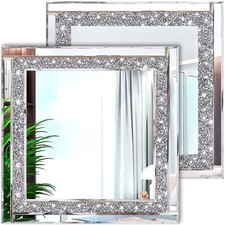 Meetart Crystal Crush Diamond Silver Mirror 12'' x 12x12 inch,