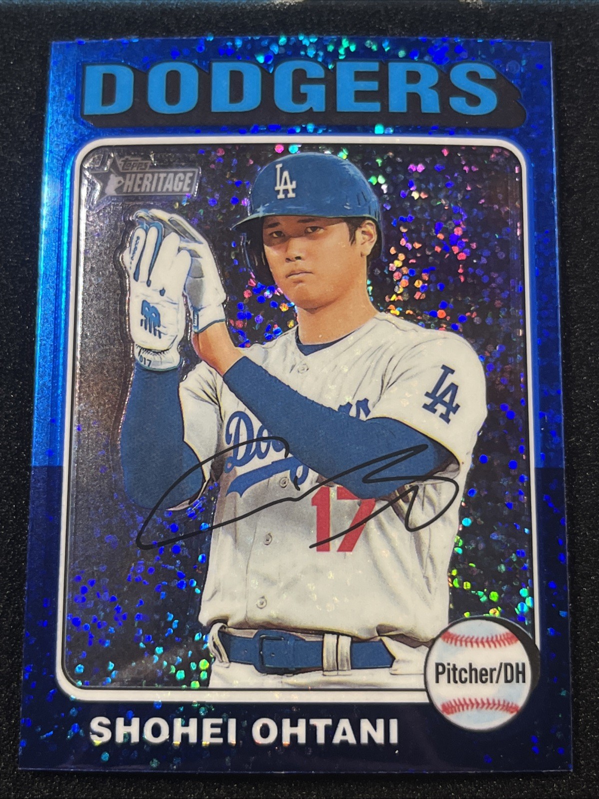 2024 Topps Heritage Shohei Ohtani Chrome Blue Sparkle Refractor #371 Dodgers