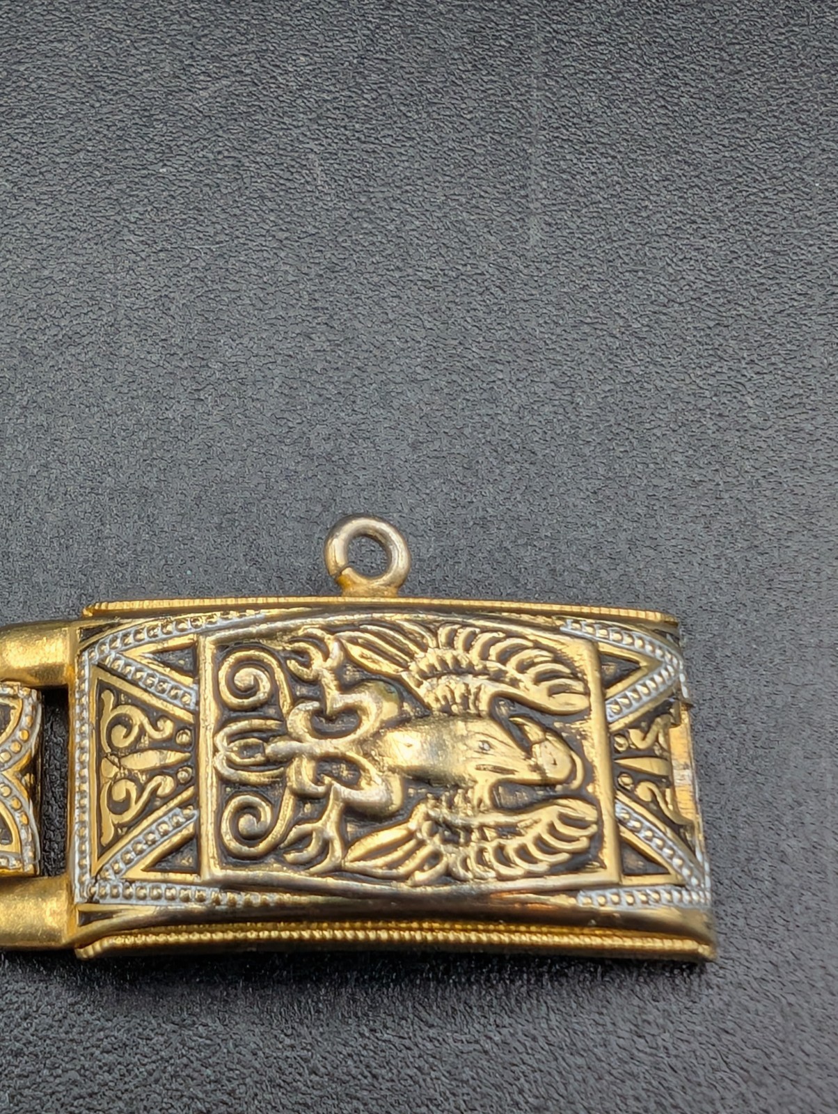 VTG Unsigned Damascene Panel Bracelet Stylized Bi… - image 3