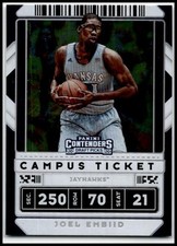 2020 Panini Contenders Draft Picks Campus Ticket #15 Joel Embiid Kansas Jayhawks