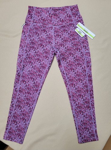 NWT Nicole Miller Women Medium 7/8 Length Mauve Pink Floral Two Pockets Leggings