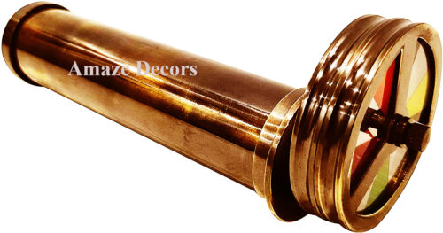 Antique Finish Brass Double Wheel ~ Kaleidoscope Vintage Maritime Optical Item - Picture 2 of 8