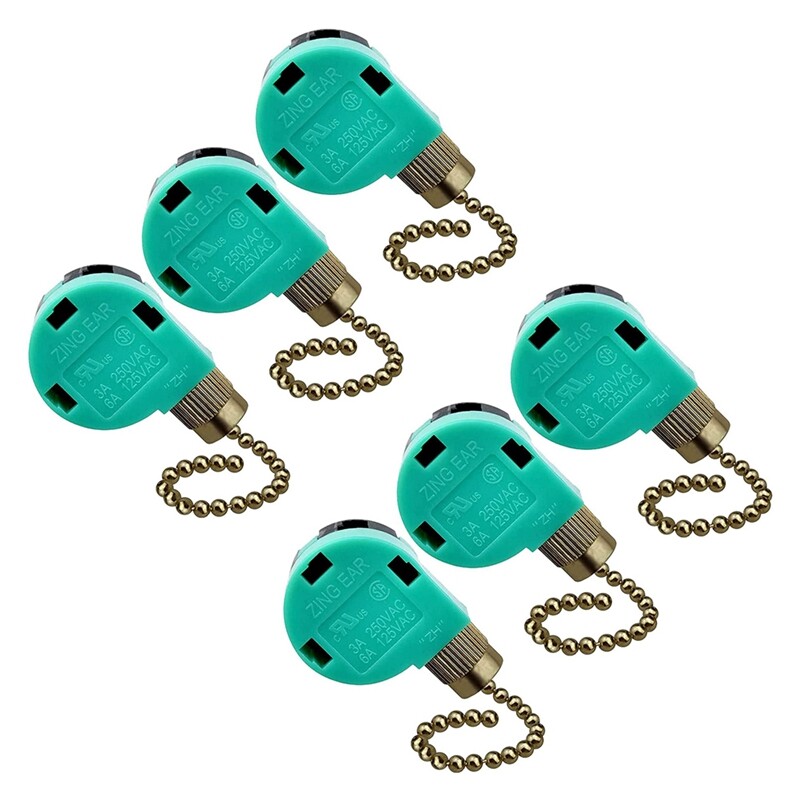 ★von★③ 6 Pack Ceiling Fan Switch 3 Speed 4 Wire ZE-268S6 Fan Pull Chain