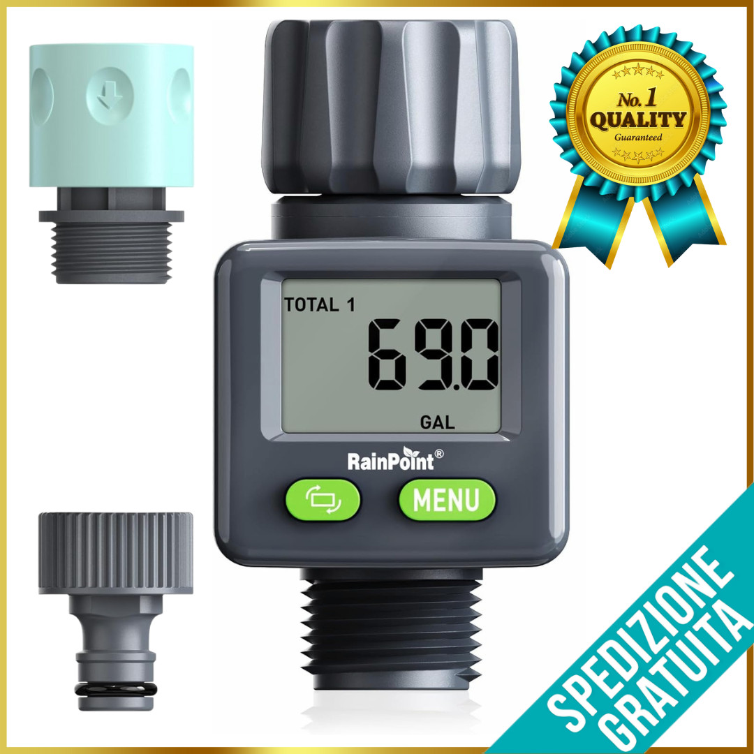 MOES Contatore D'acqua Digitale Da Giardino – 4 Modalità, Display Girevole, Ingresso In Ottone