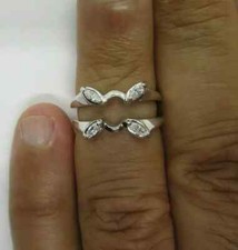 14K Gold Solitaire Enhancer Diamond Ring Guard Wrap Dia .33 F-VS1 Value 4,750