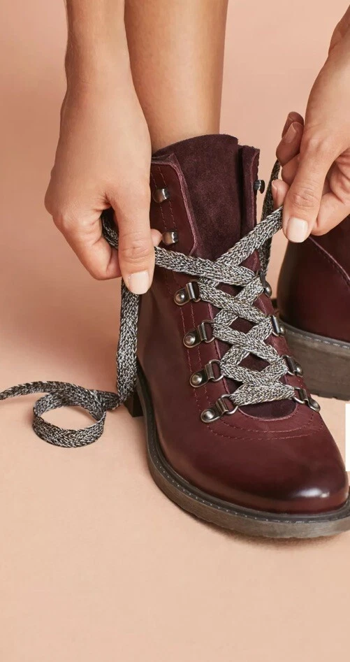 Botas de caminhada Sam Edelman Darrah vinho couro borgonha e camurça tamanho 7/novo sem etiquetas - Imagem 4 de 4