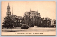 College Hall University of Pennsylvania Vtg Art Postcard Houston Club Book Store