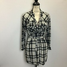 Skies are Blue- Tie Waist, Plaid Shirt Dress