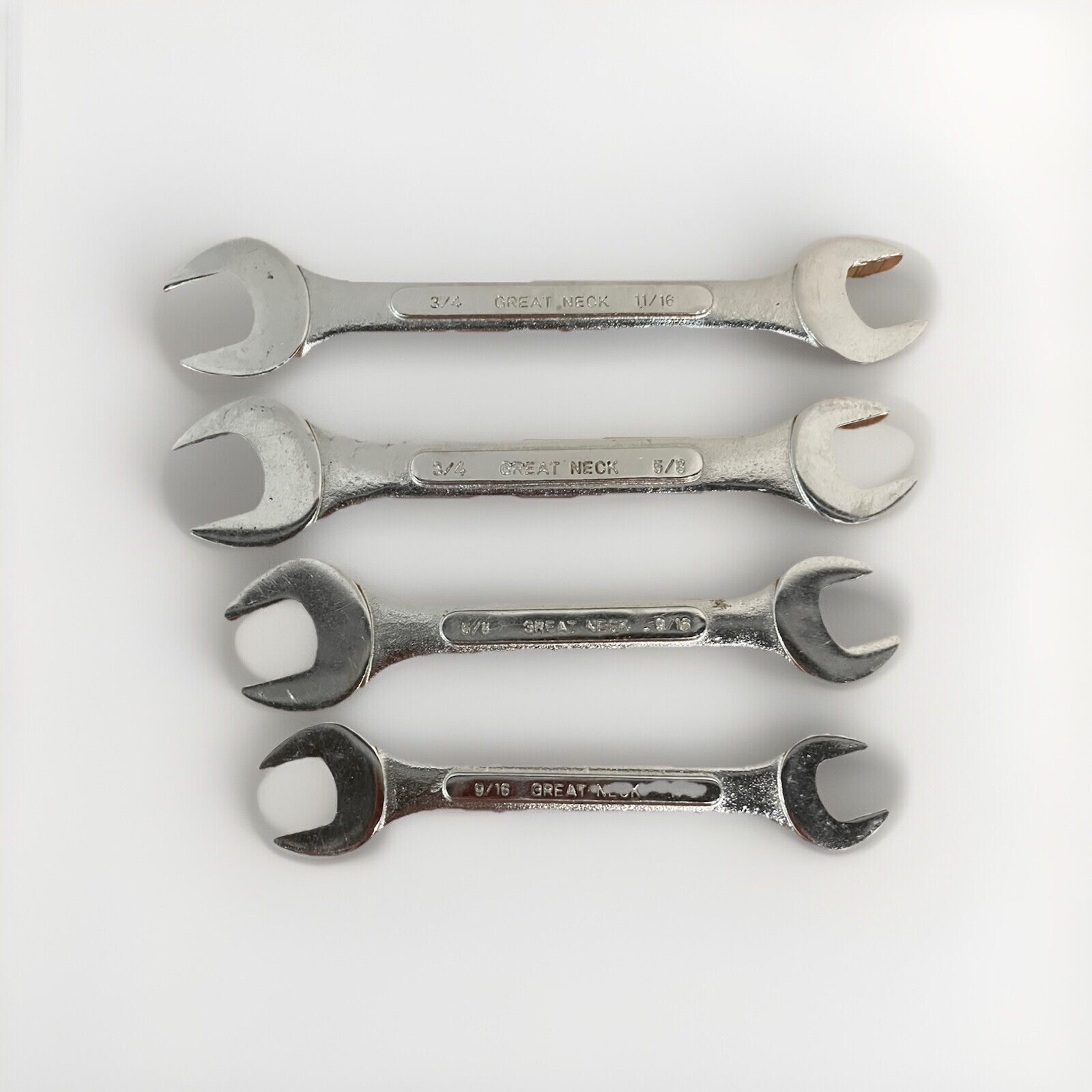 Vintage Great Neck Wrenches Open End Set 1/2 9/16 5/8 11/16