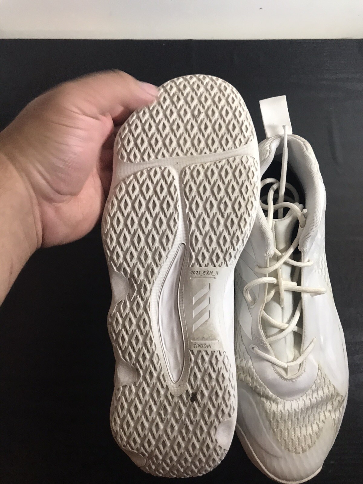 Adidas Exhibit A Triple Whites Basketball Shoe H67737… Gem