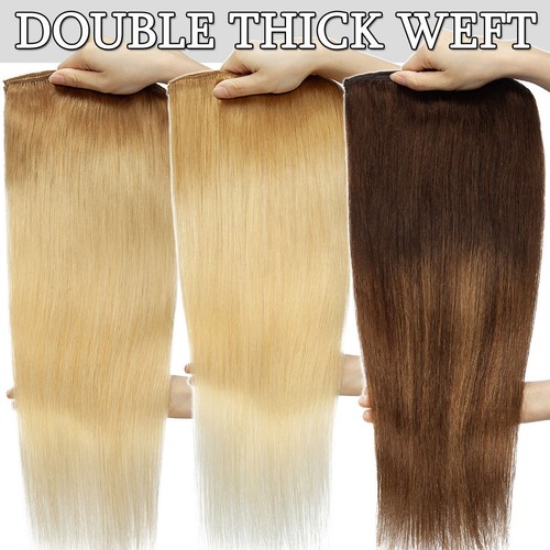 Clip de doble trama grueso AAA en extensiones de cabello humano Remy real cabeza completa Balayage - Imagen 4 de 42